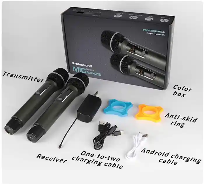 Shengfu CP-110CD Professional Rechargeable UHF Wireless Interview Dual Microphone